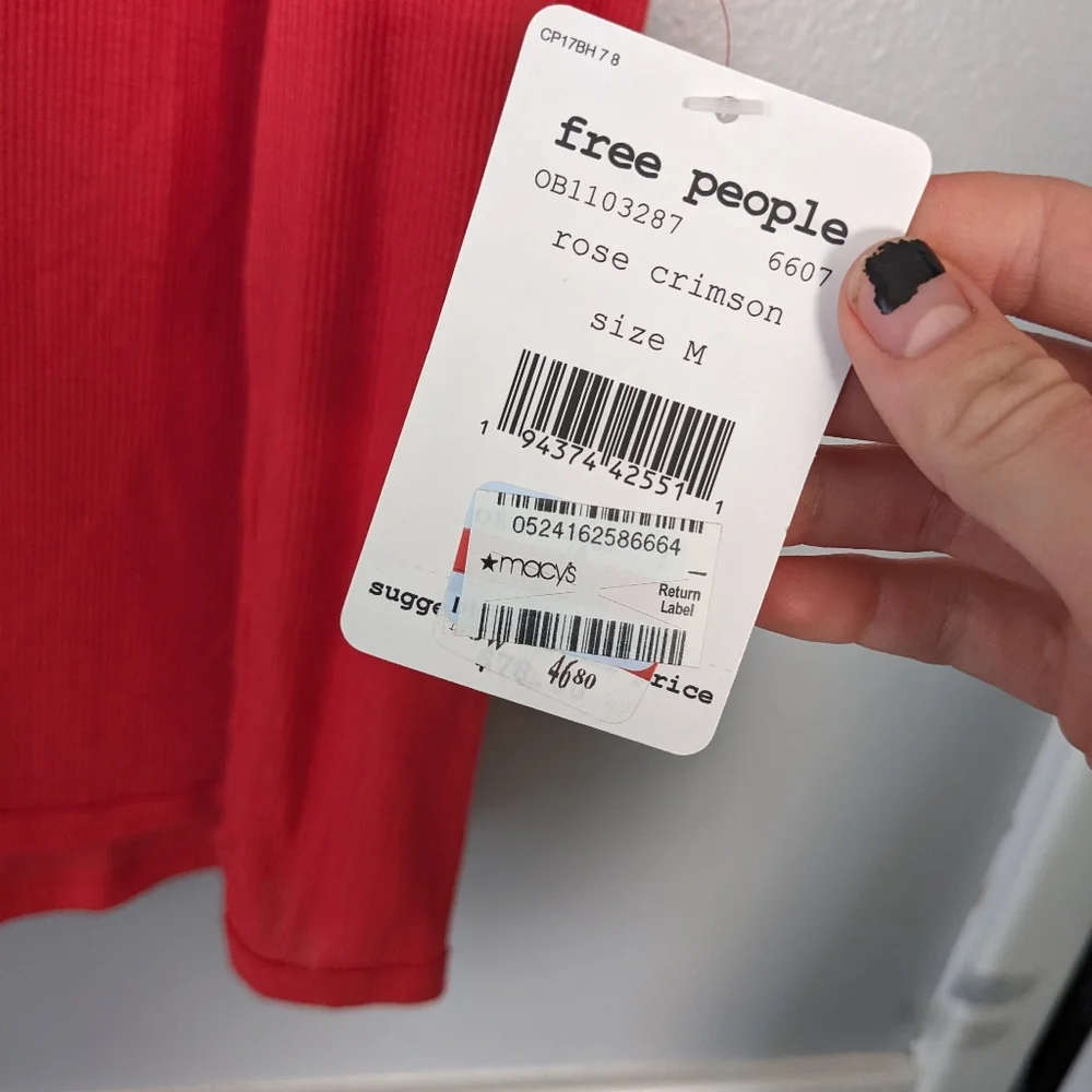 Free People Lola Lace Longsleeve Red Top Women's M